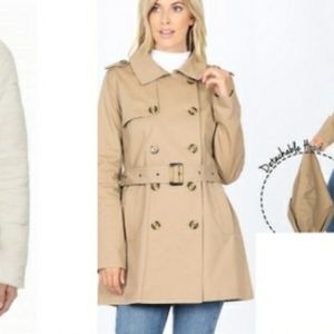 Safari kaki, shapely peacoat w belt small New